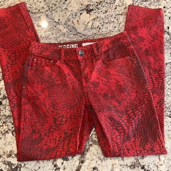Dkny jeans red with‎ snake slime style print - Picture 1 of 6